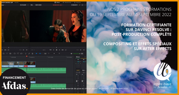 Formation davinci resolve et formation after effects en septembre